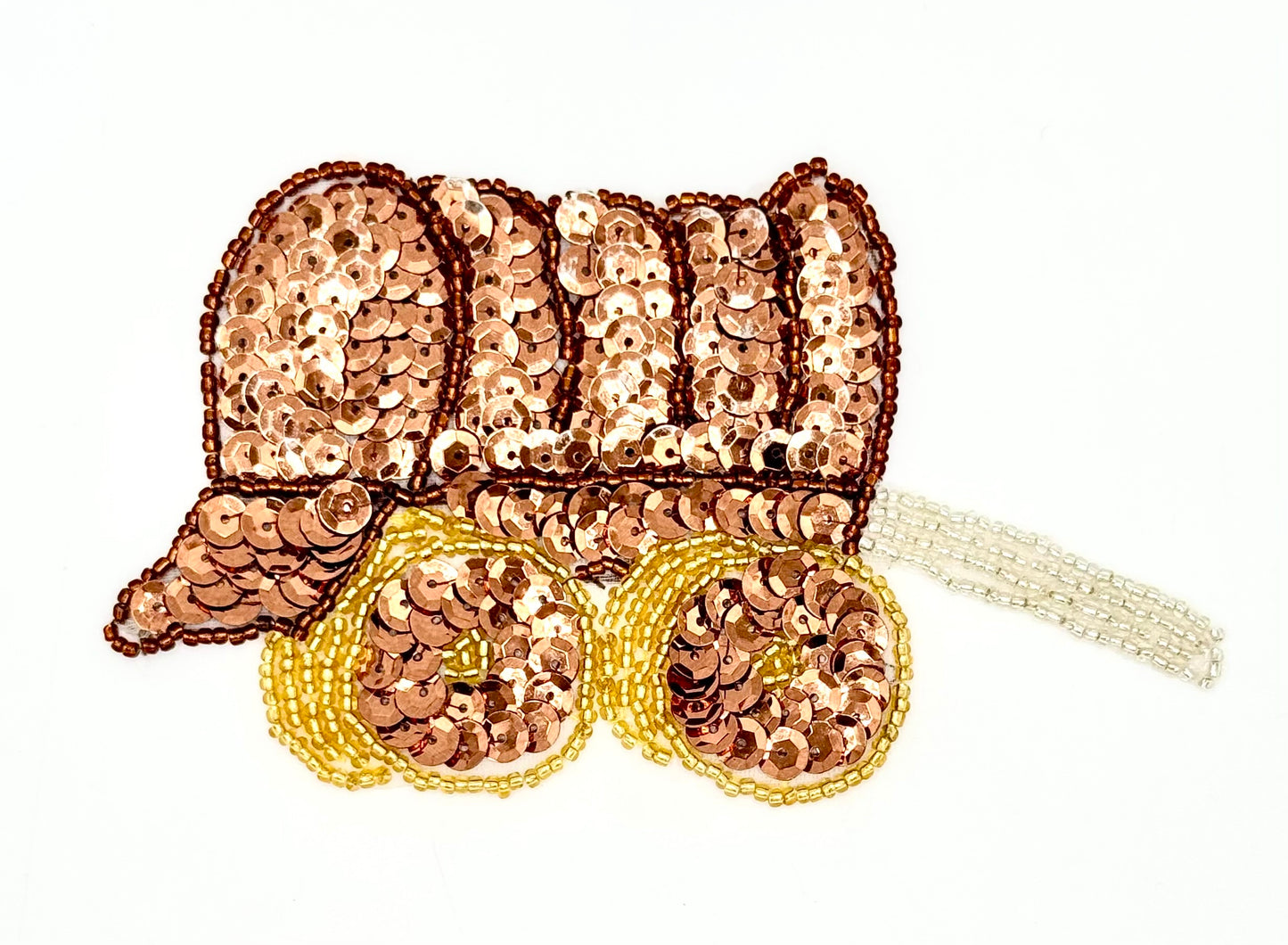 Covered Wagon - Bronze Sequins - Silver/Gold Beads 5.5" x 3.25"