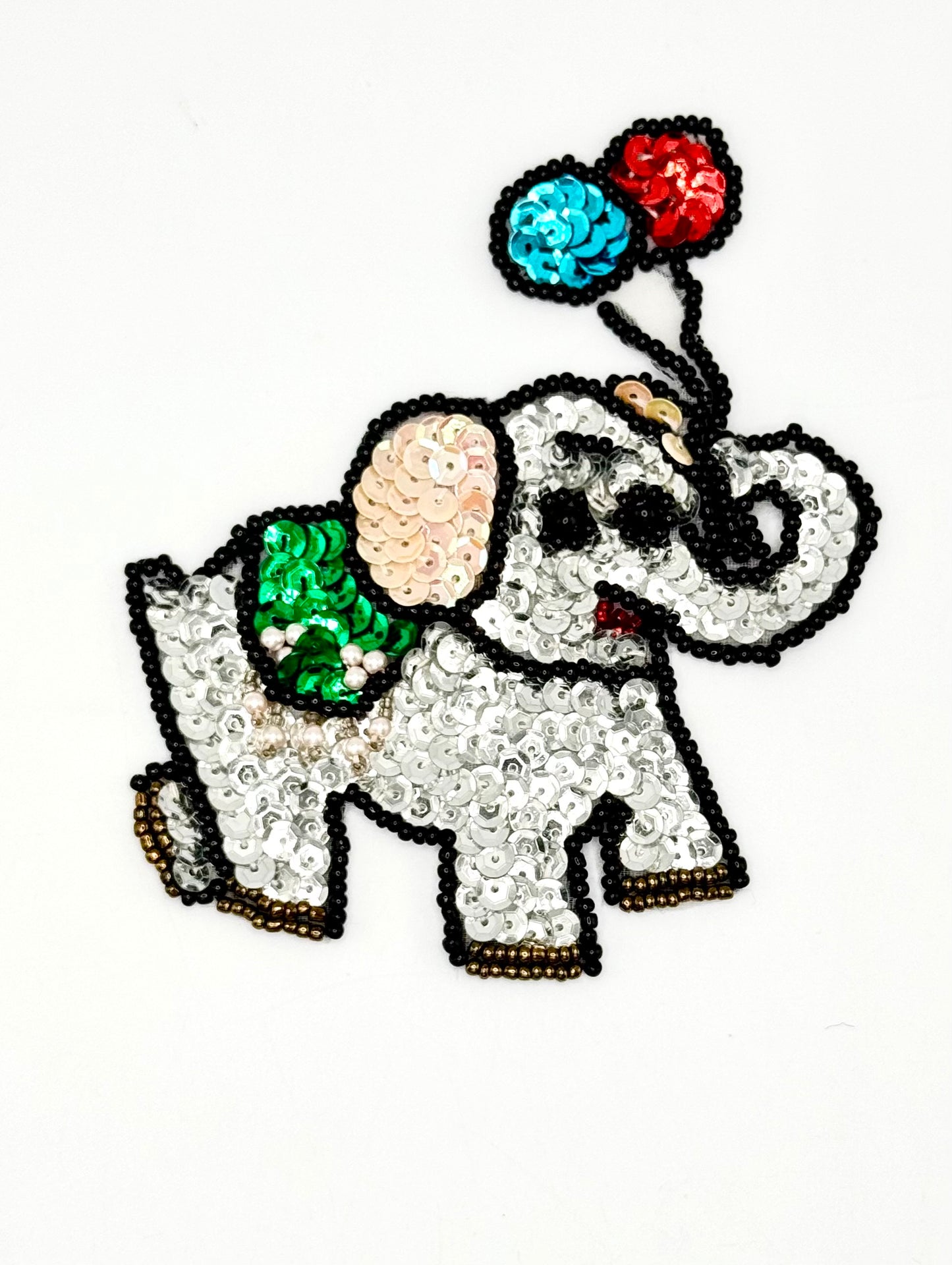 Silver Elephant with Two Balloons 4.5" x 3.75"