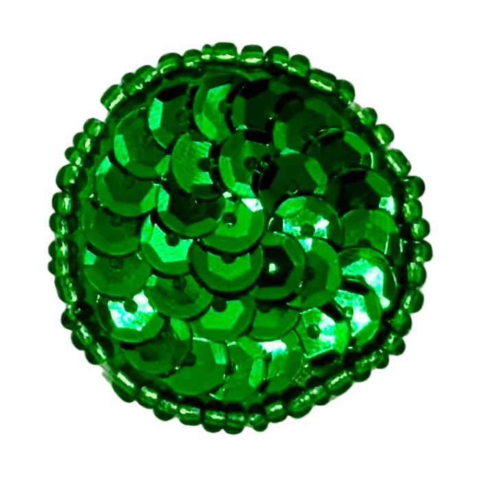Dot Appliqué - Green Sequins - Glass Beads - Choice of Sizes .75", 1", 1.25", 1.5", or 2"