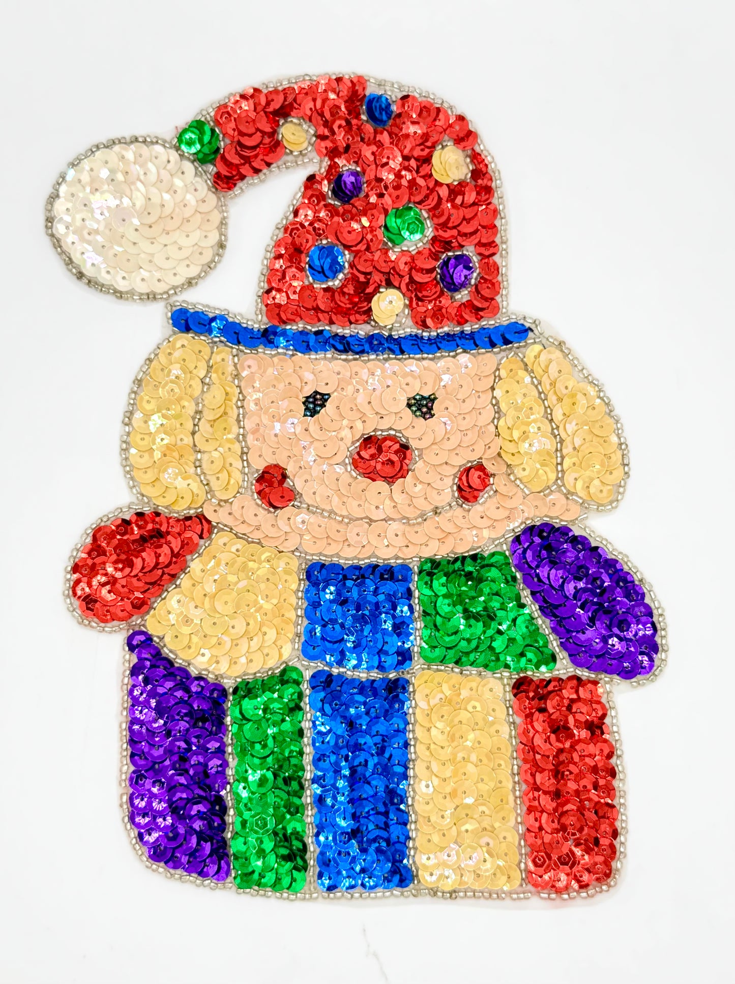 Payaso multicolor Jack in the Box con cara beige y sombrero rojo 8.5" x 6"