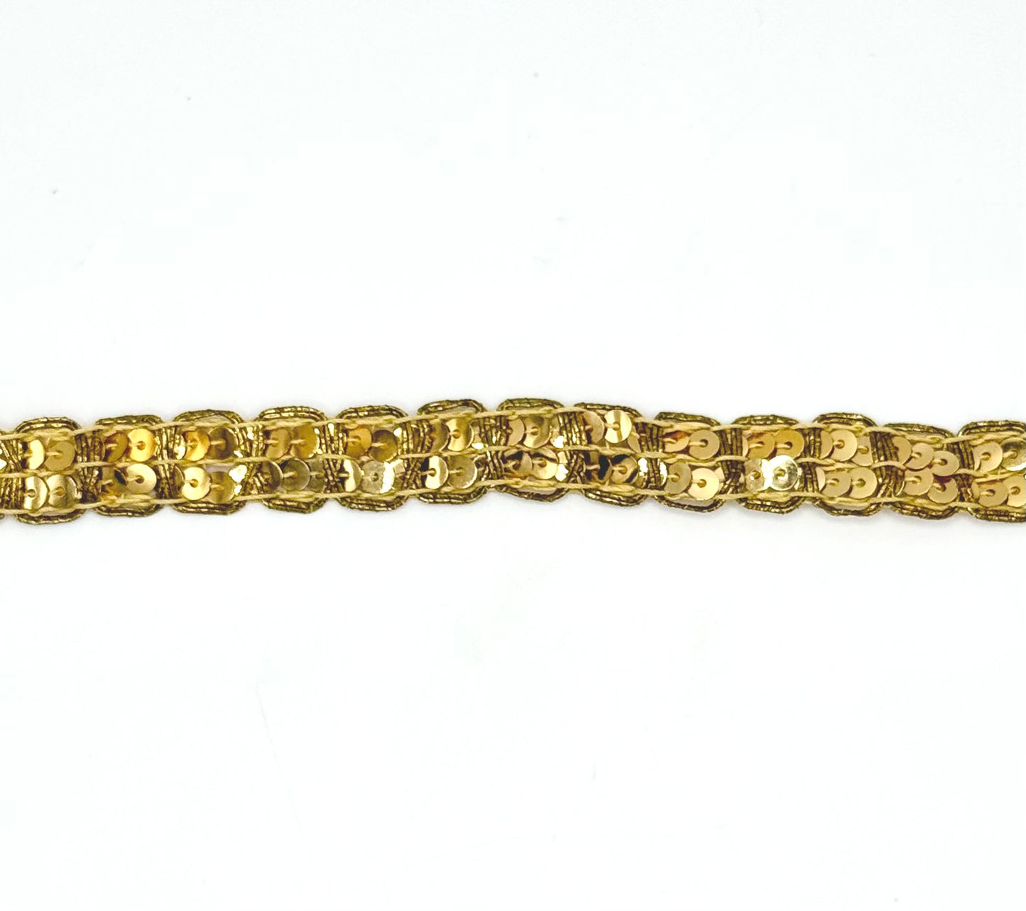 Trim Two Rows Gold Sequins and Gold Thread 1/2" Wide - Sold by the Yard