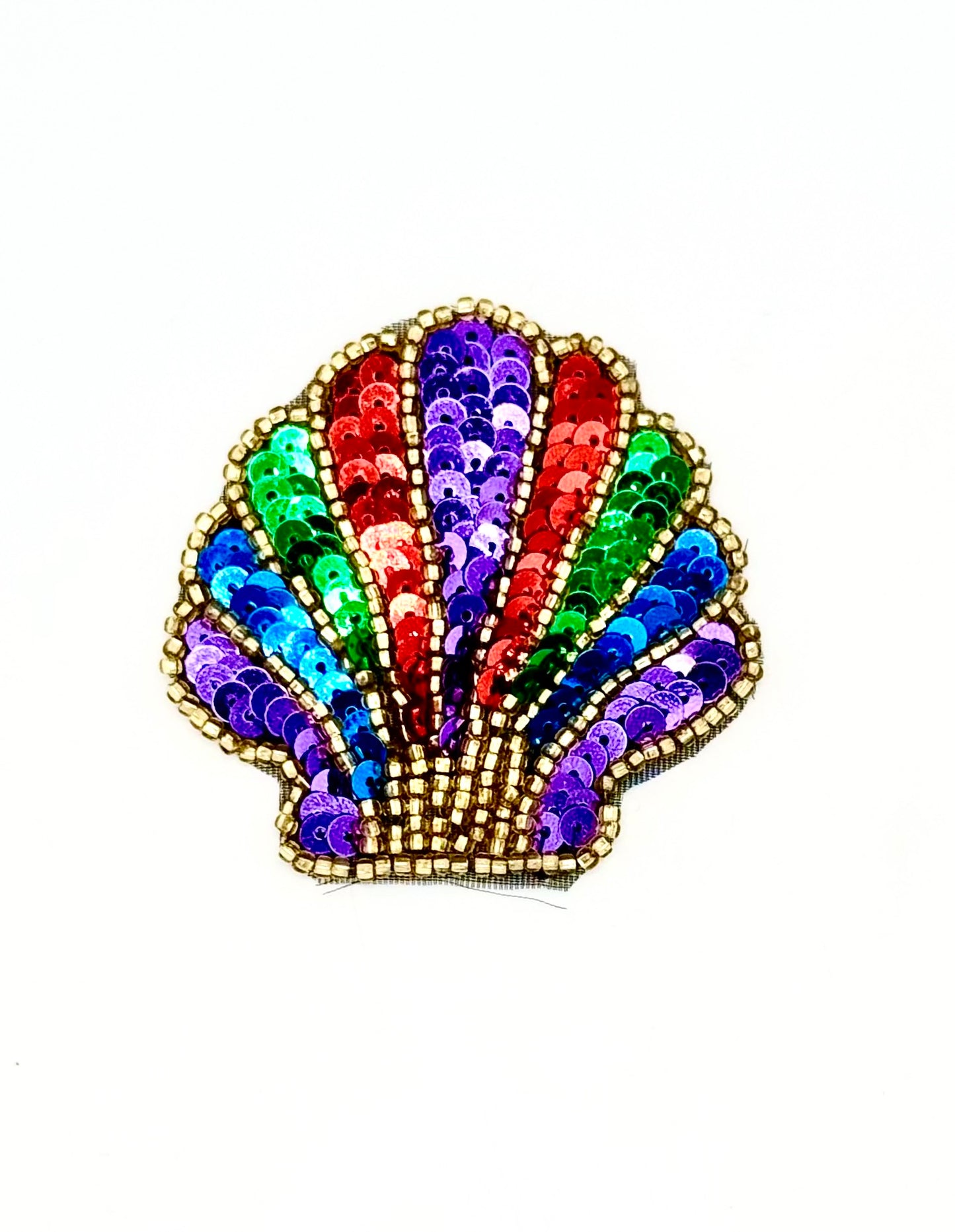 Seashell Appliqué - Multicolored Sequins/Beads 2.25" x 2.25"