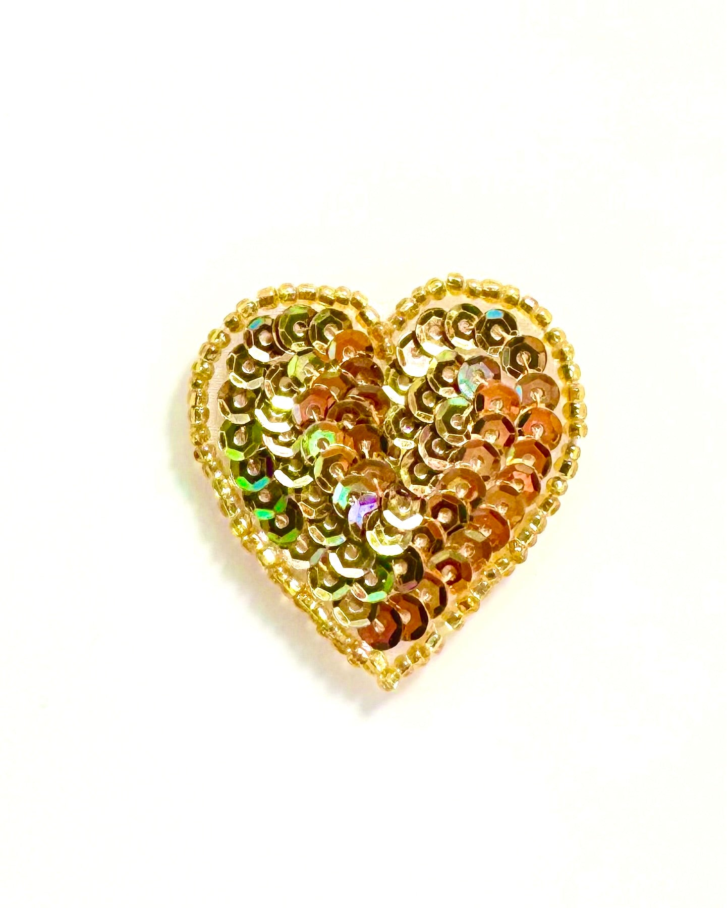 Heart Appliqué - Gold Sequins/Beads - Choice of Size 3” or 1.5"