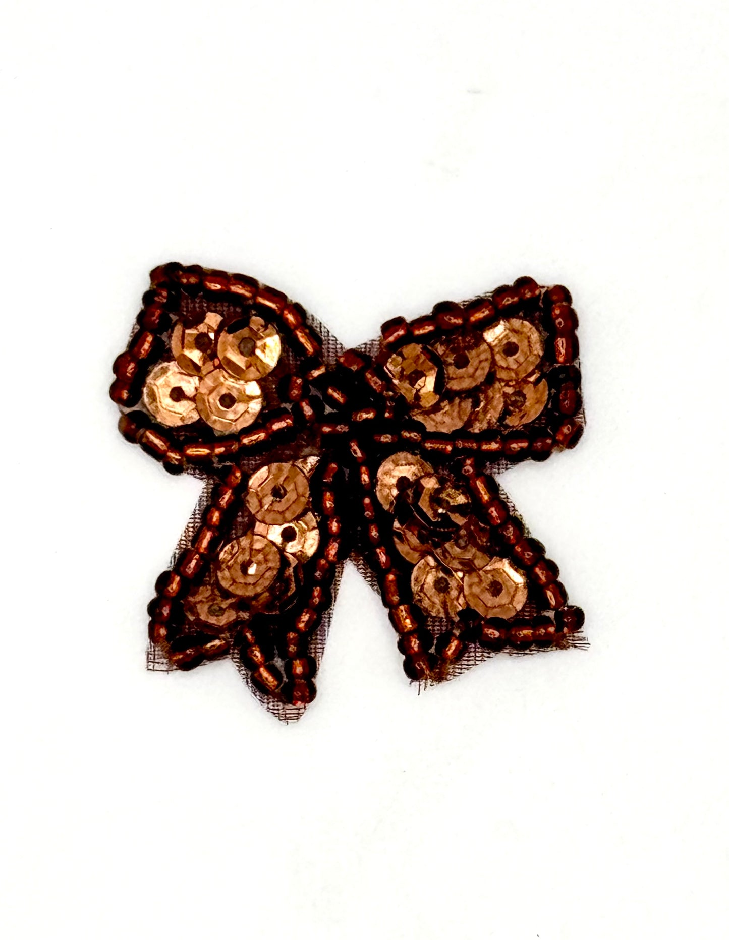 Moño - Lentejuelas de bronce y cuentas de vidrio 3,17 cm x 3,17 cm