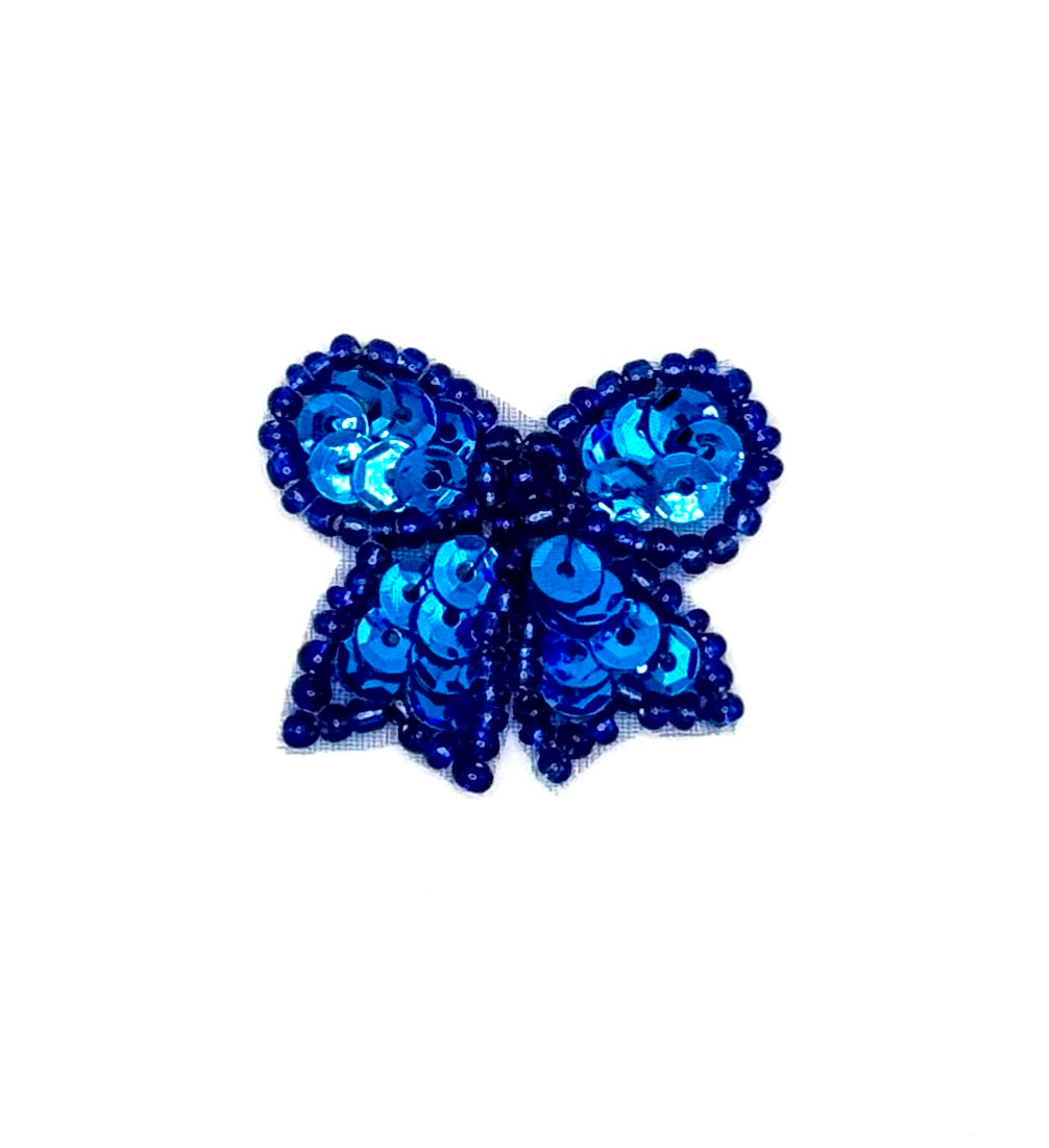 Lazo con lentejuelas y cuentas azul real de 3.17 x 2.54 cm