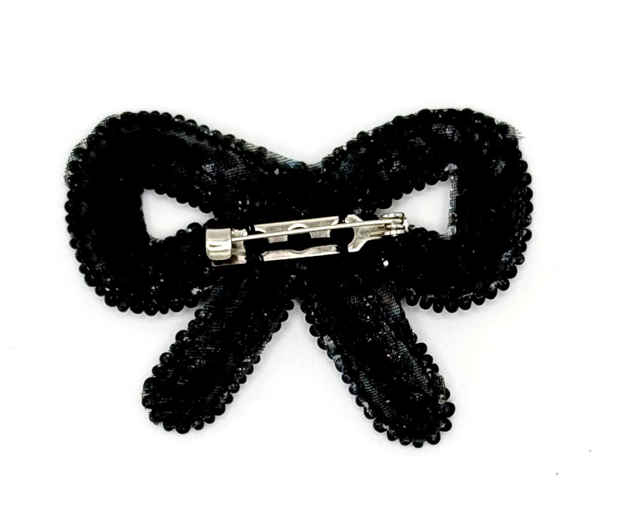 Moño - Lentejuelas y Cuentas Negras 2.5" x 2"
