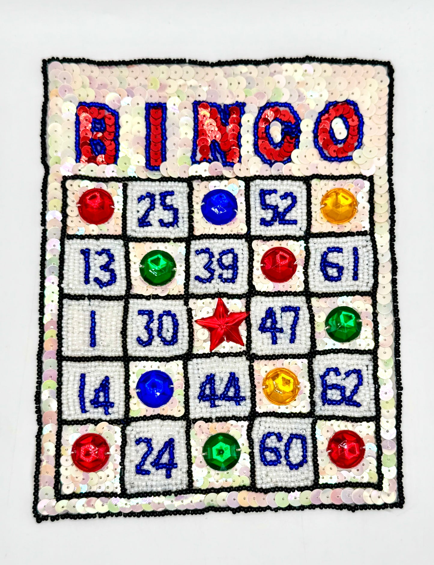 Bingo Card with Multi-Colored Sequins and Beads 7.25" x 5.75"