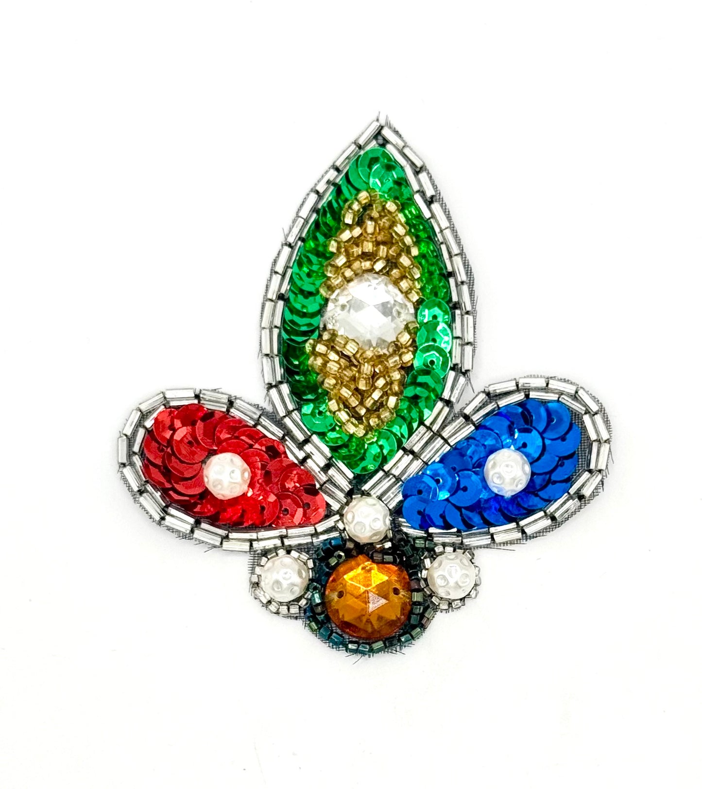 Fleur de lis - Sequins and Beads - Pearls and Stones 3.5" x 3.25"