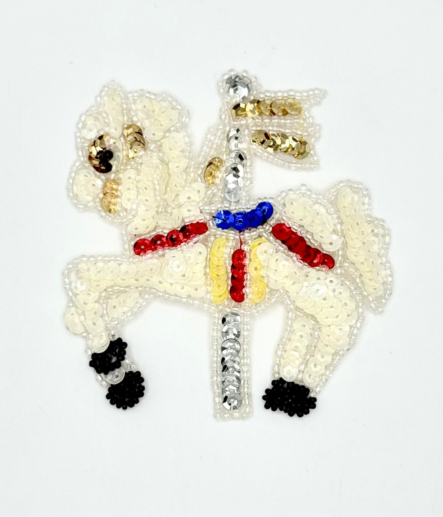 Carousel Horse - Multicolored Sequins and Beads - 4" x 3.75"