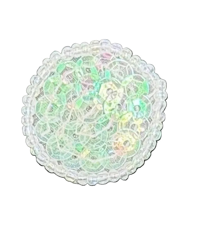 Dot Appliqué - Iridescent Clear Sequins - Glass Beads 1"