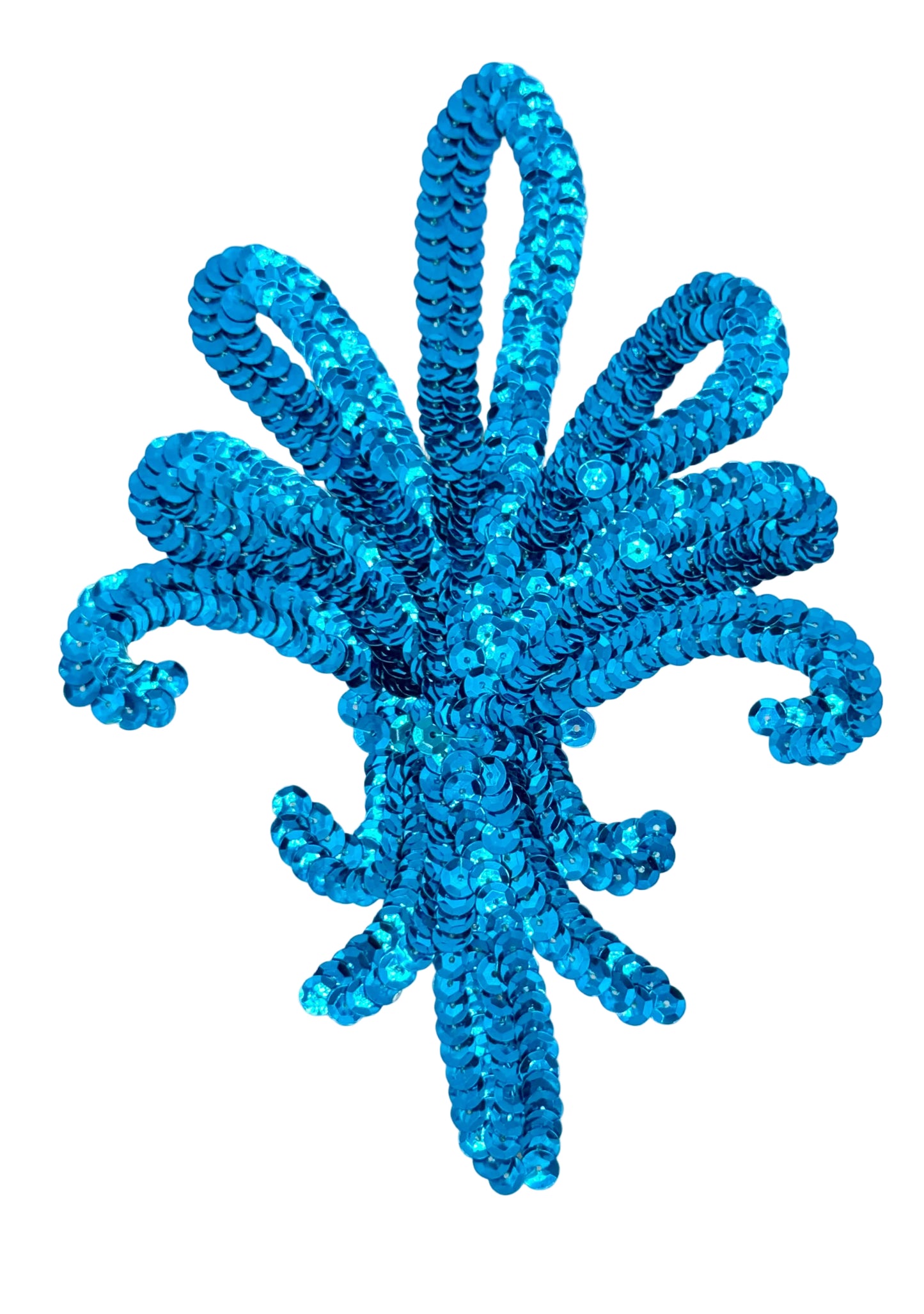 Fleur de lis - Turquoise Sequins 7" x 5"