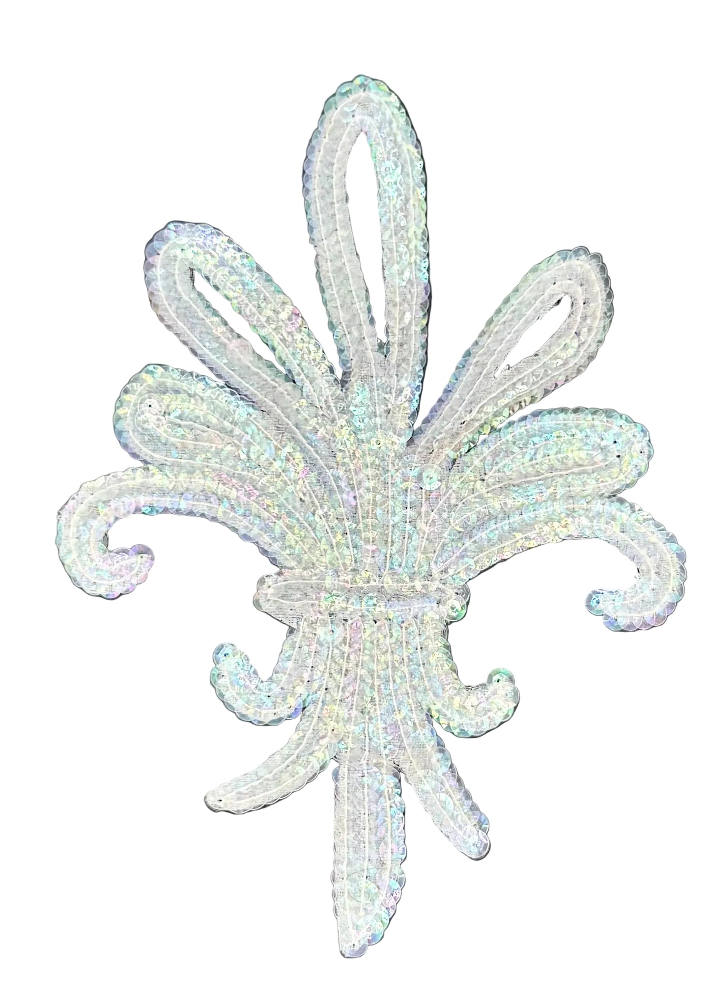 Fleur de lis Appliqué with Iridescent Clear Sequins 7" x 5"