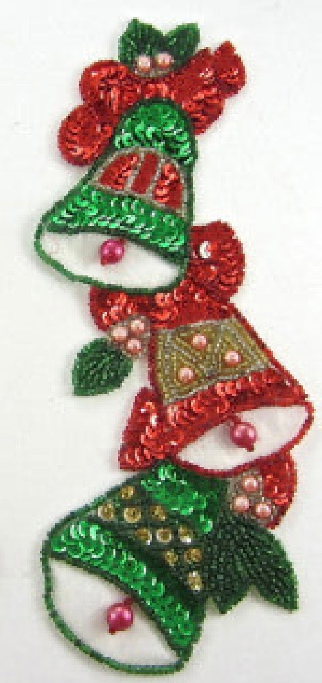 Christmas Bells Pair with Three Bells Each 8" x 3.5"