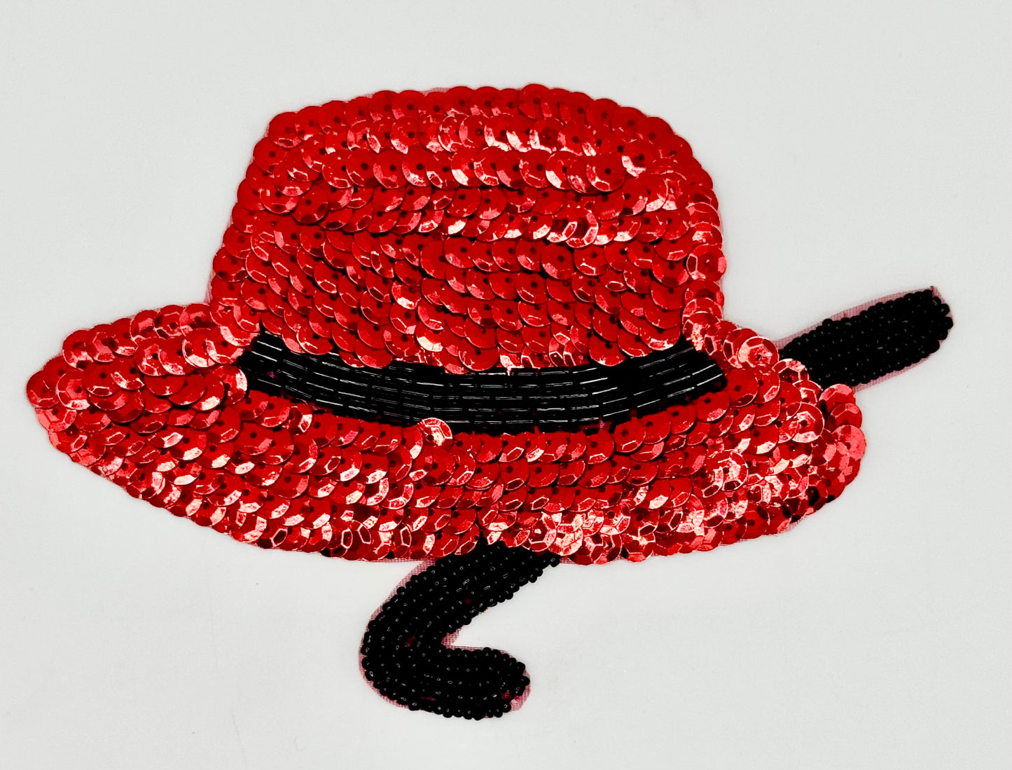 Red Hat and Cane with Sequins and Beads 6" x 4"