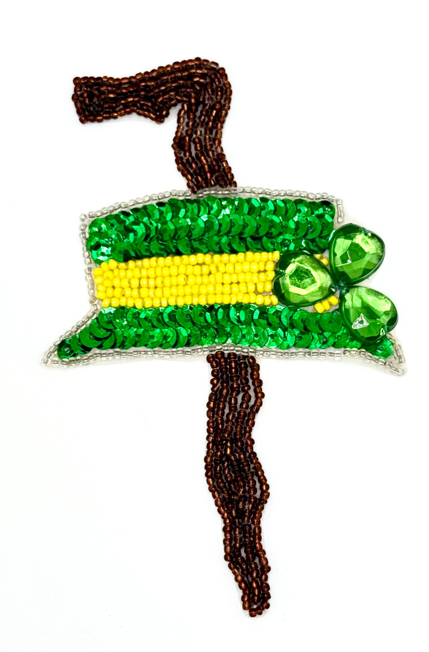 St Patrick's Day Hat and Brown Walking Cane 5" X 3.25"