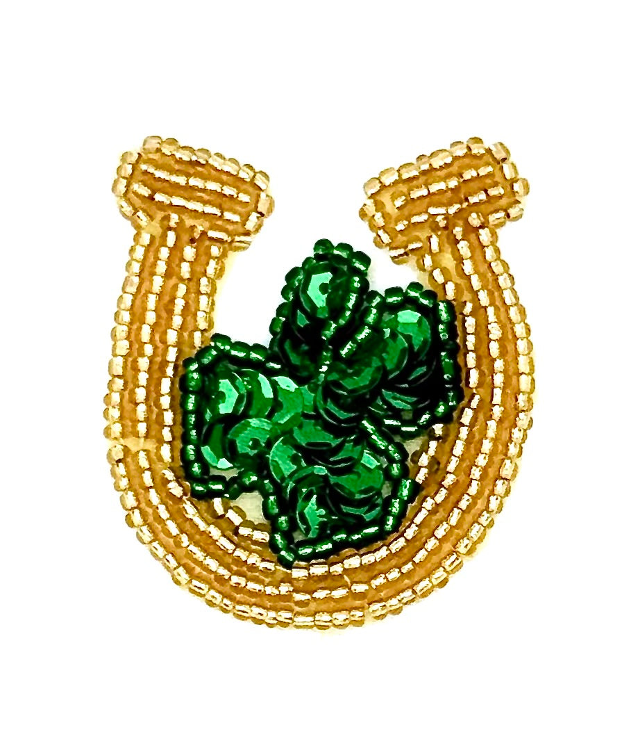St. Patrick's Day Horseshoe with Clover 1.75" x 1.5"