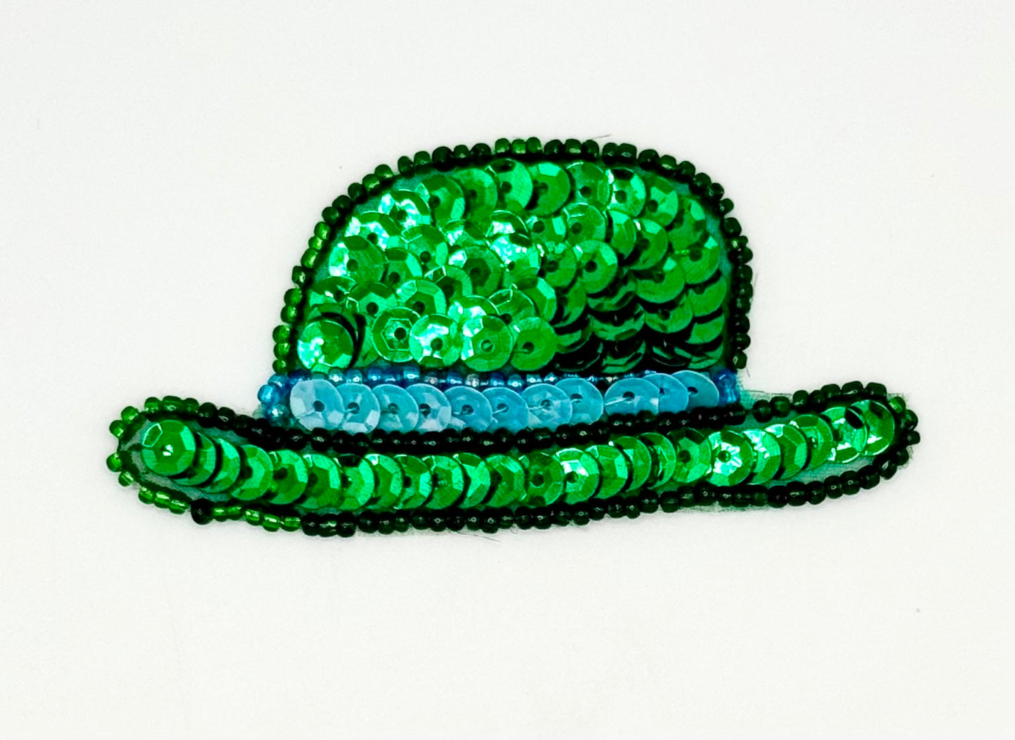 Sombrero del Día de San Patricio - Lentejuelas y Cuentas Verdes - 3"x 1.5"