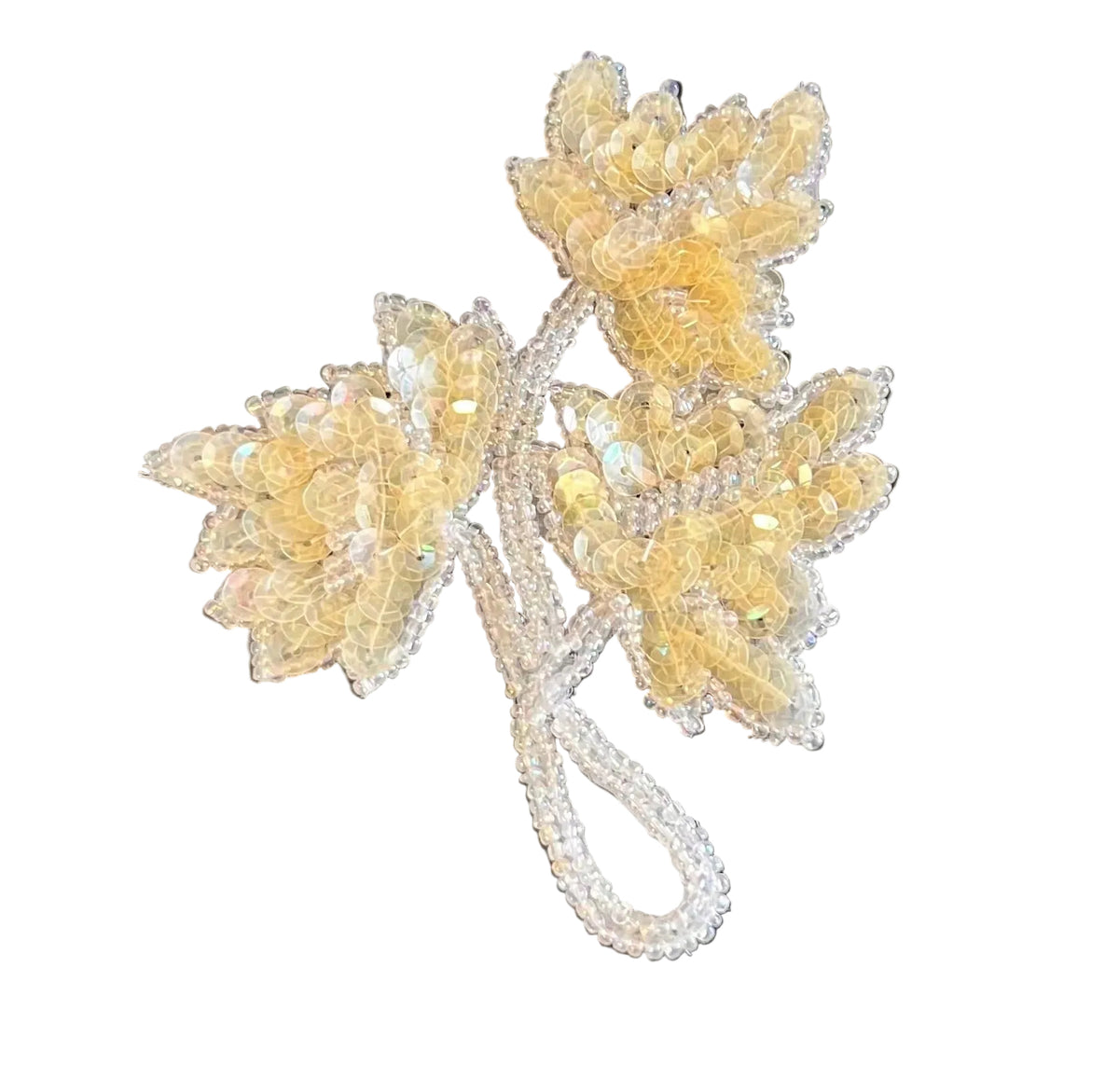 Flower Applique - Choice of Color - Iridescent Sequins & Beads 4.25" x 3.5"