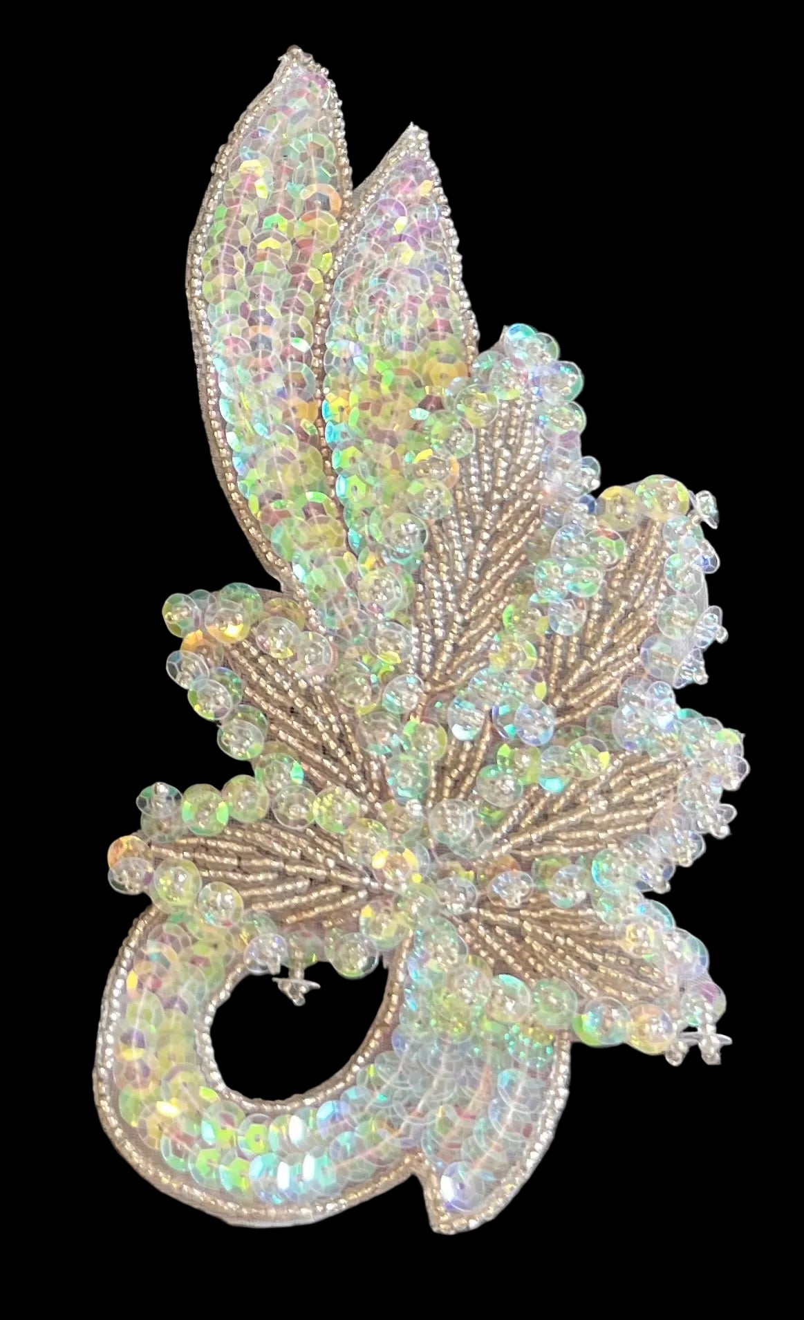 Motif Pair with Iridescent Pair Lime High Rise Sequins and Beads 7" x 4"