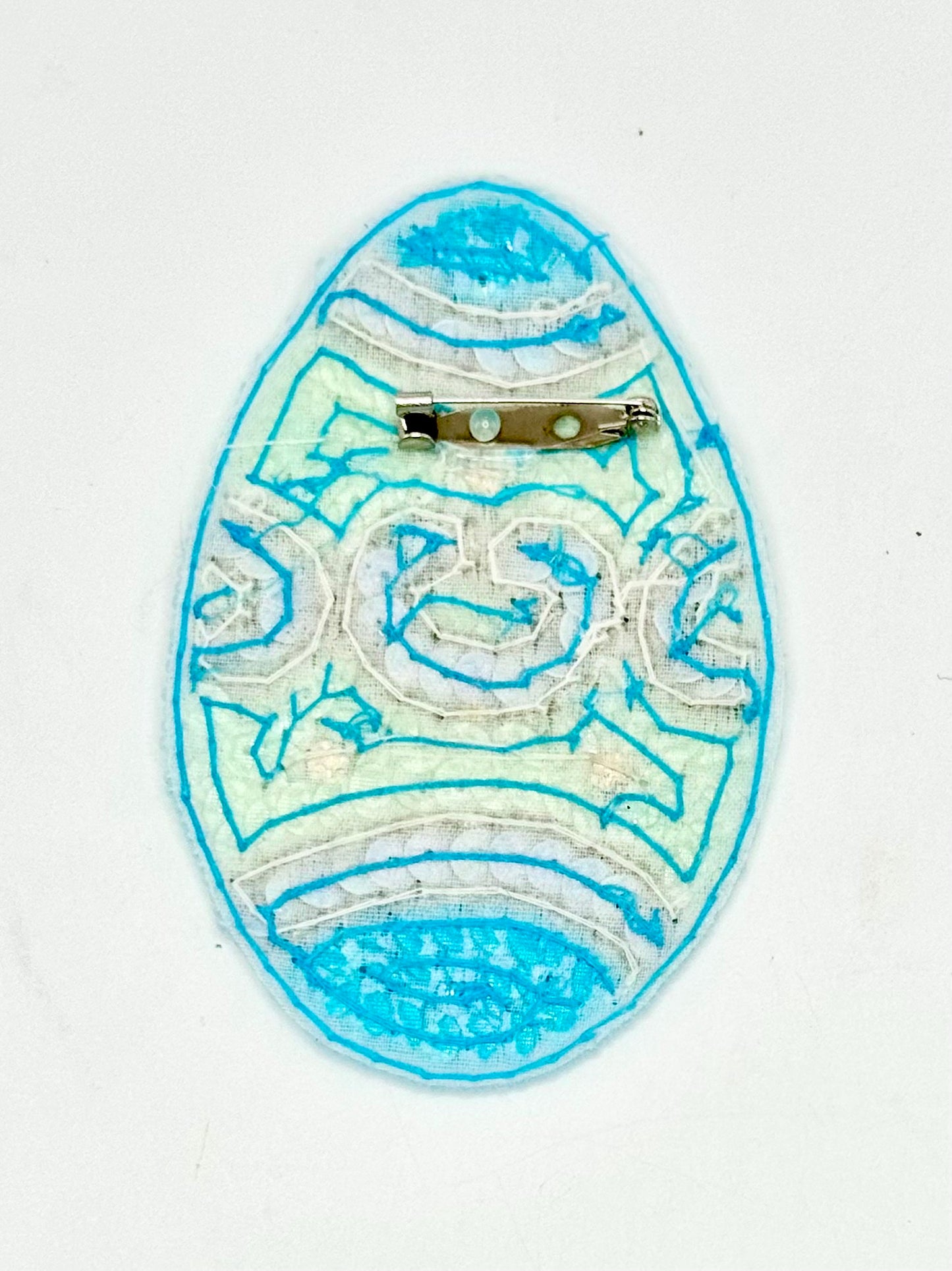 Vintage Turquoise Easter Egg - Sequins and Glass Beads - Rhinestones - 3.5" x 2.25"