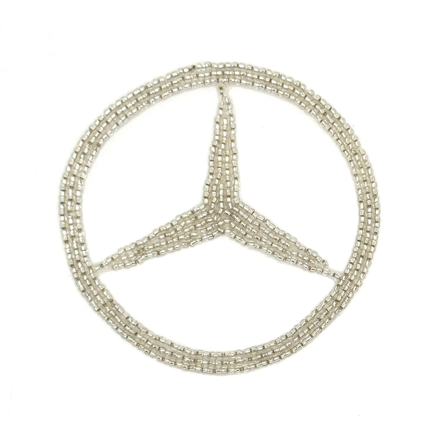 Mercedes Emblem - Silver Glass Beads 3.5"