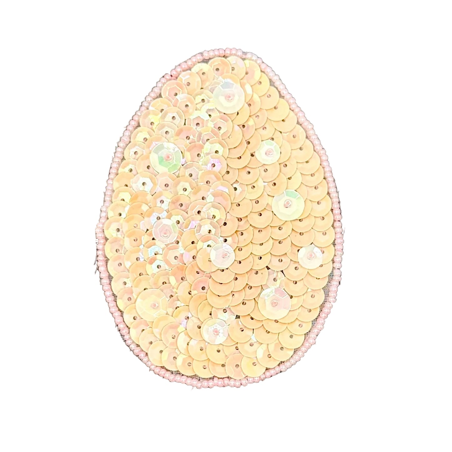 Huevo de Pascua con Lentejuelas y Cuentas Durazno 3.5" x 2.5"