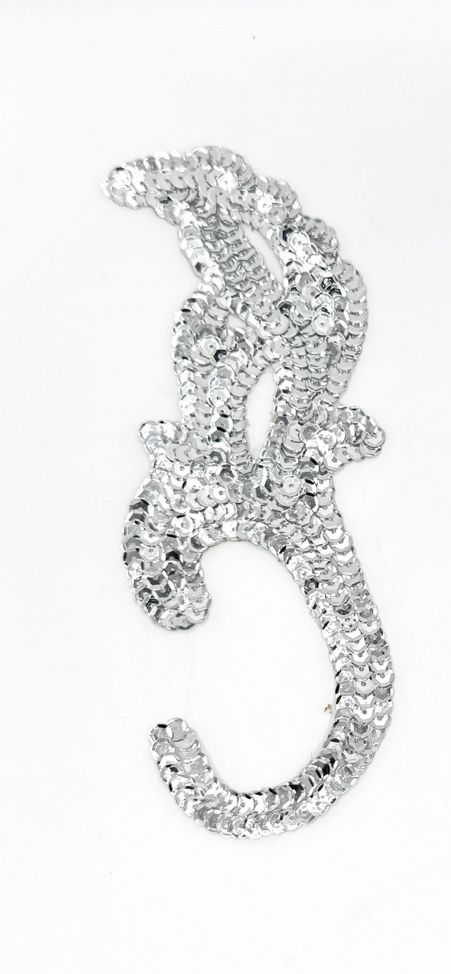 Leaf Pair - Silver Sequins 8" x 3.25"