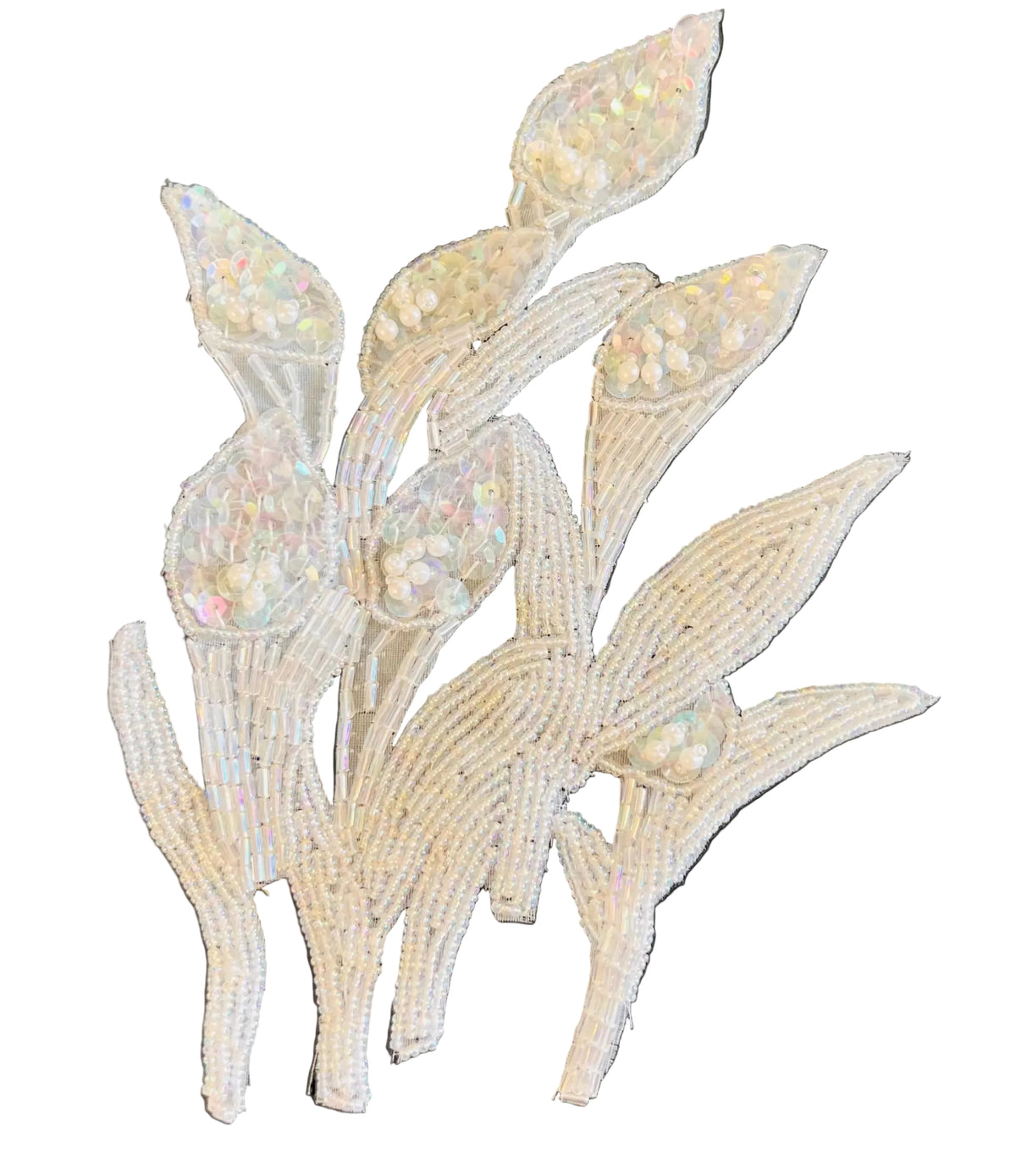 Flor con Lentejuelas Iridiscentes y Cuentas 6.5" x 8.5"