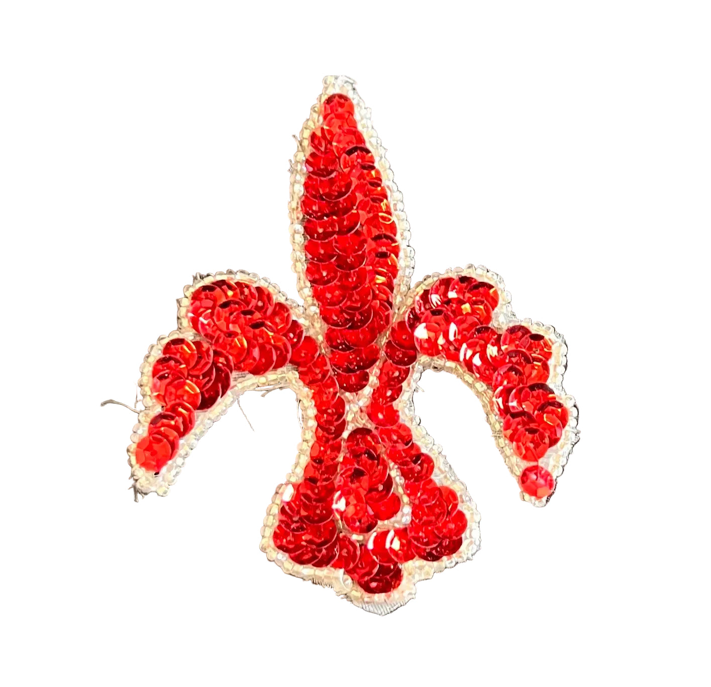 Red Sequin Motif With Silver Beaded Trim 3.5" x 3"