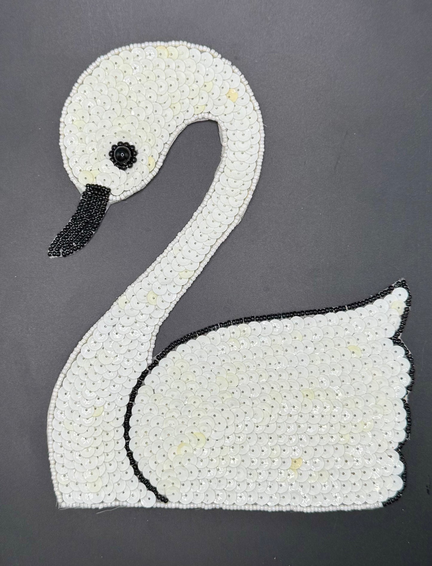 Swan with Sequins and Beads 7.5" x 6"