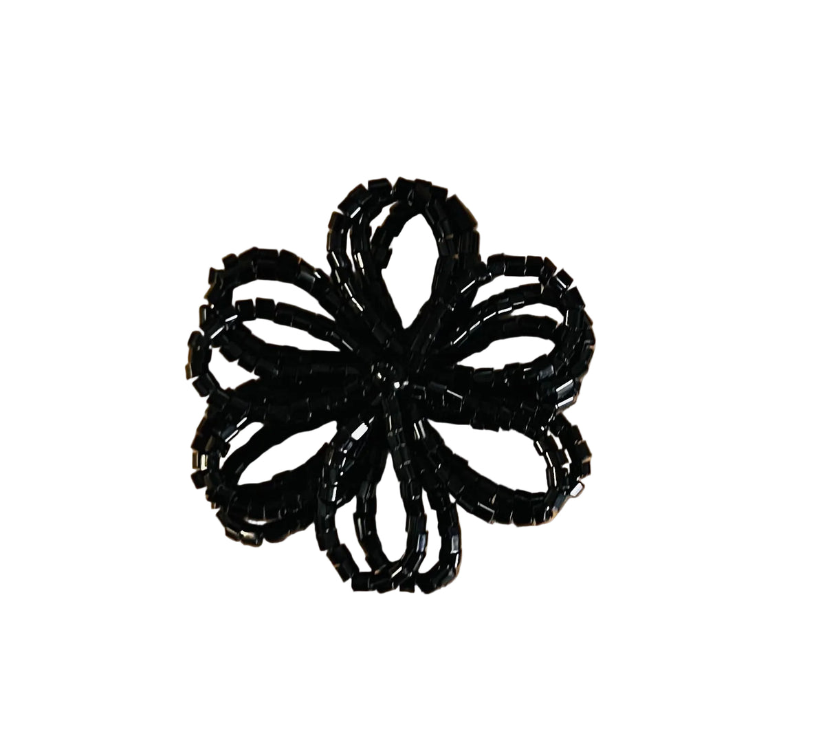 Flor negra con cuentas 3 capas de cuentas negras 3"
