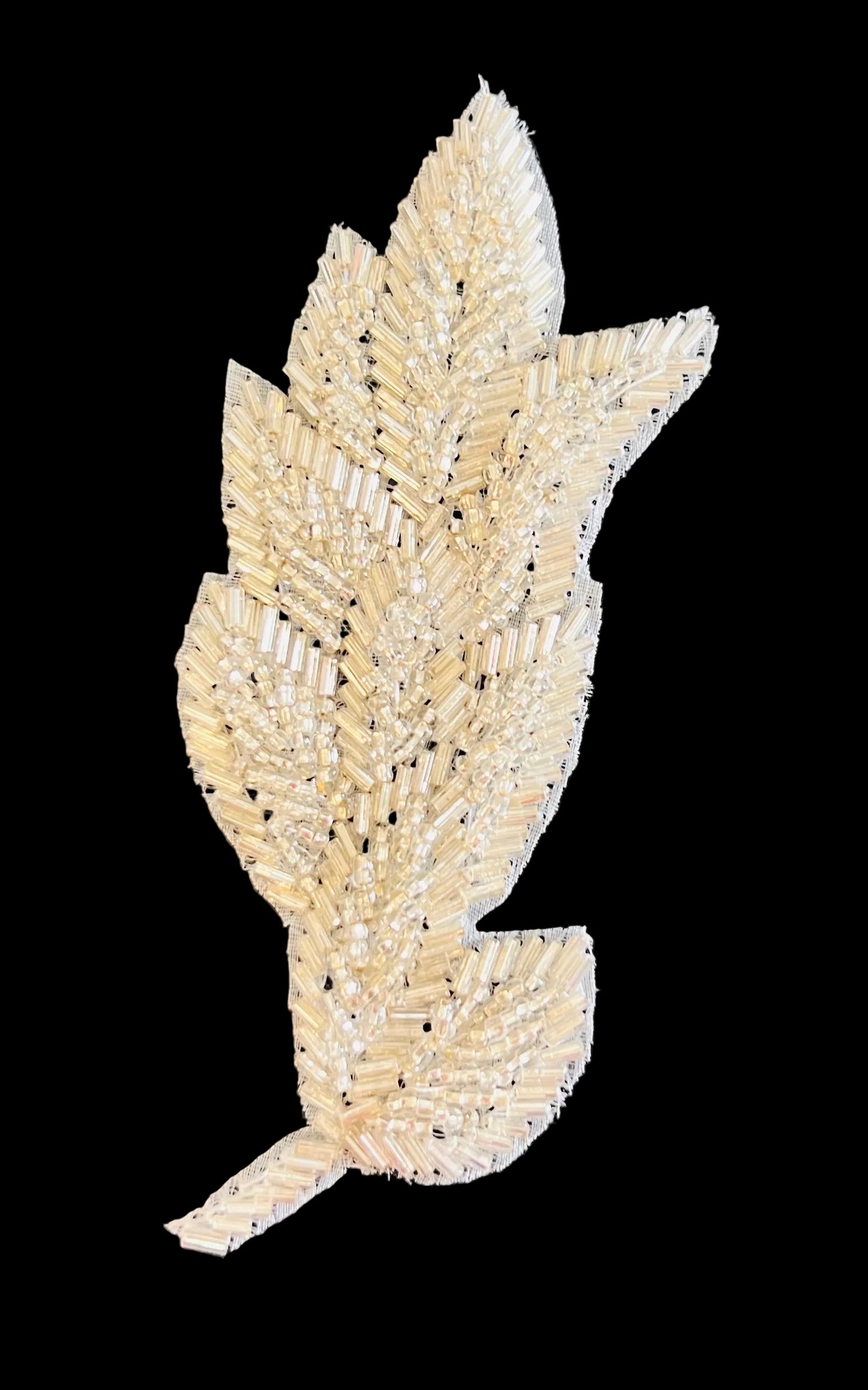 Leaf Pair with Silver Beads 5.5" x 2"