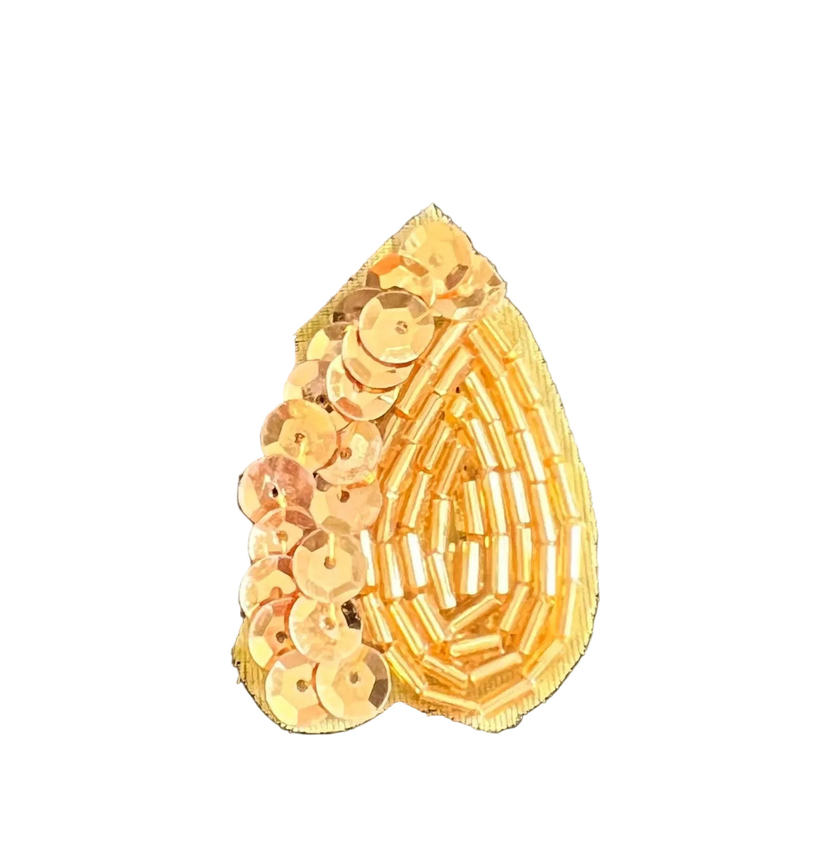 Gold Sequin & Bead Leaf Appliqués, Pair or Single Styles