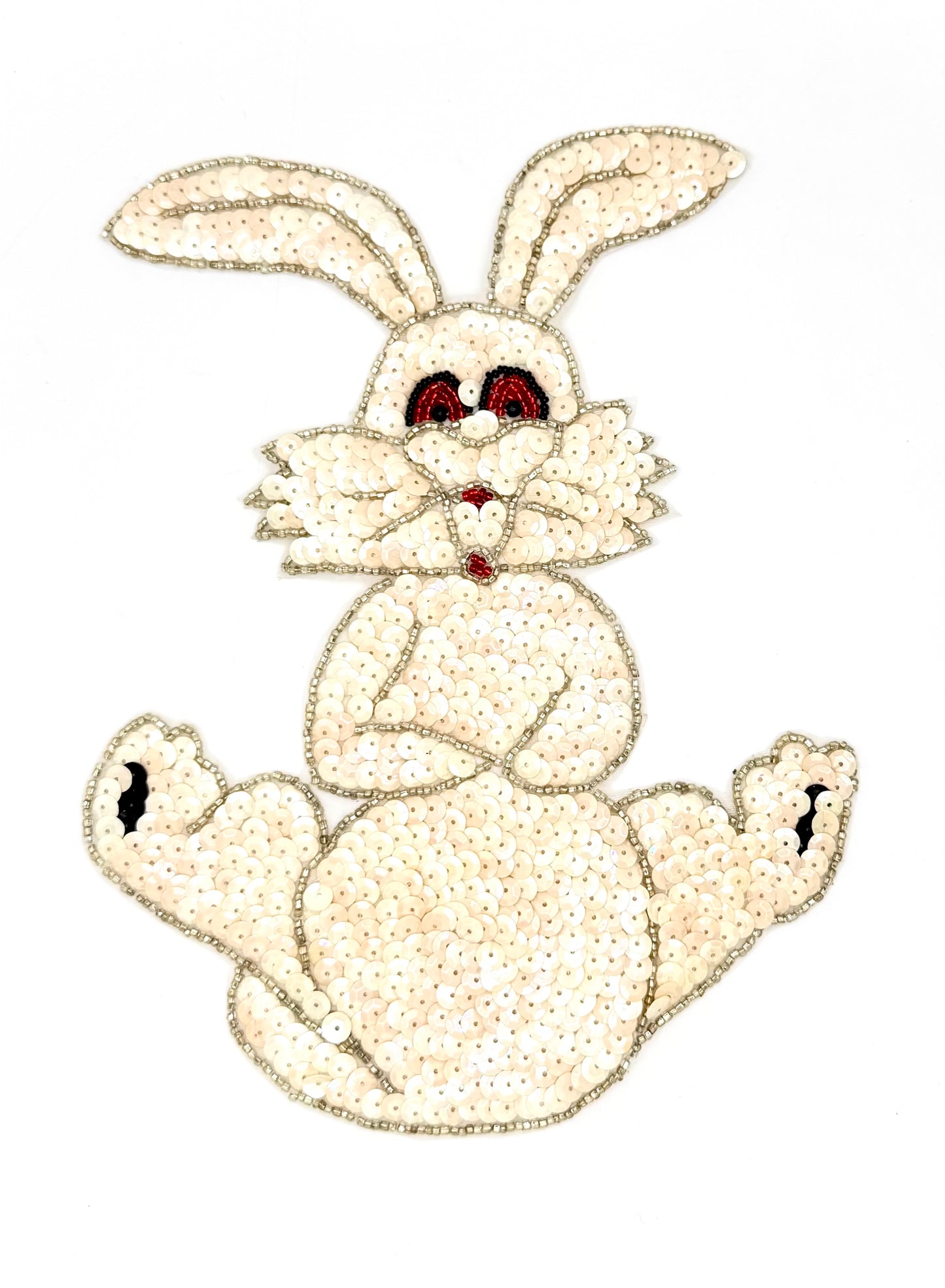Vintage Rabbit with Beige Sequins Red Eyes 9" x 7"