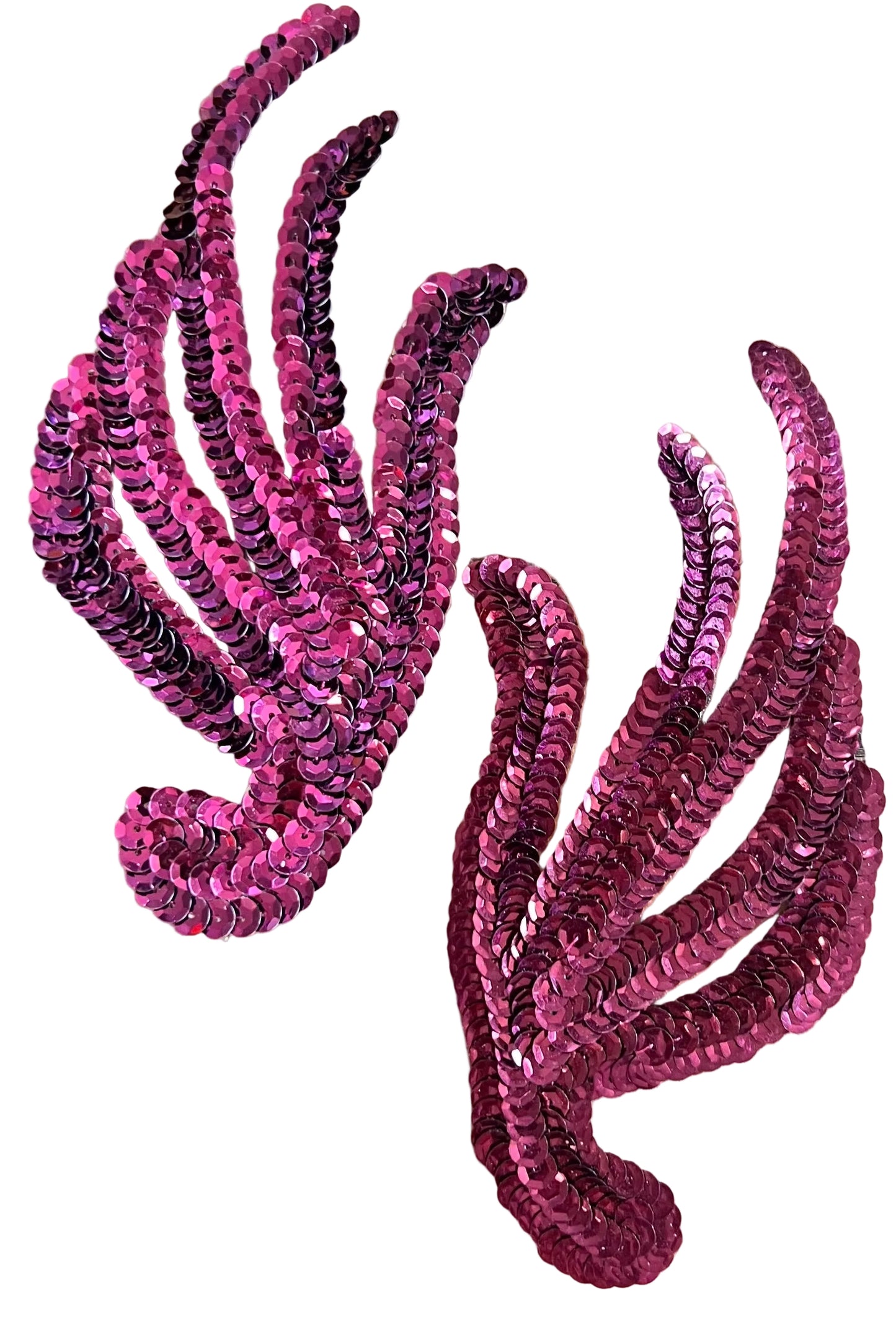 Par de hojas con lentejuelas malva oscuro* 6" x 3"