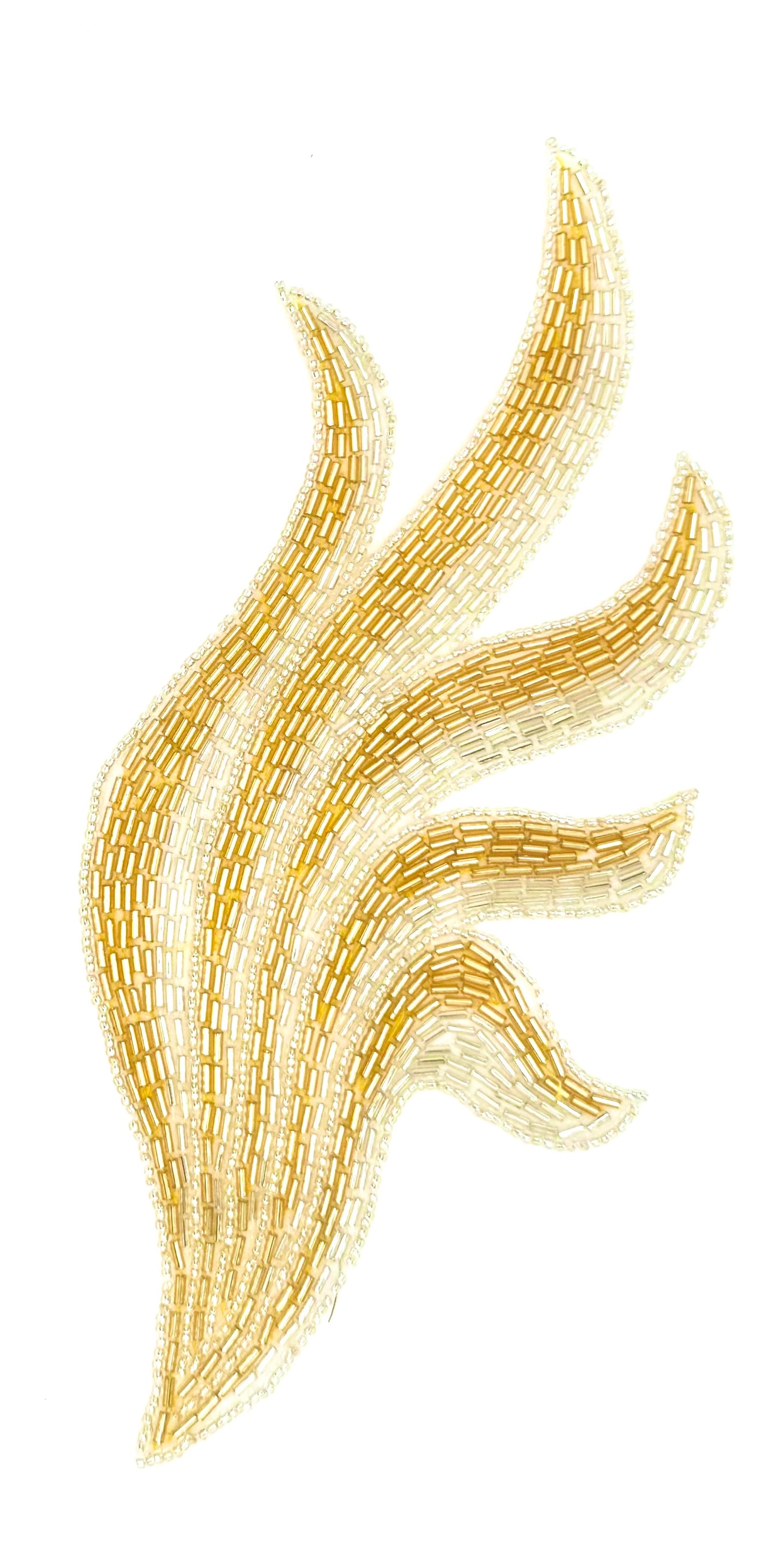 Par de Hojas - Cuentas de Vidrio Doradas y Plateadas - 23 cm x 10 cm