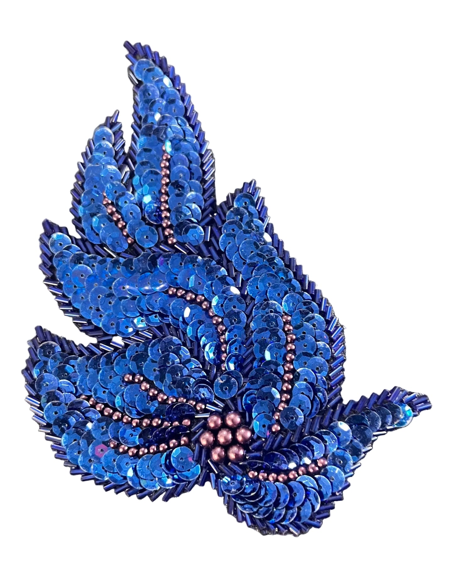 Hoja con lentejuelas y abalorios azul real y diamantes de imitación Dos variantes 6" x 4"