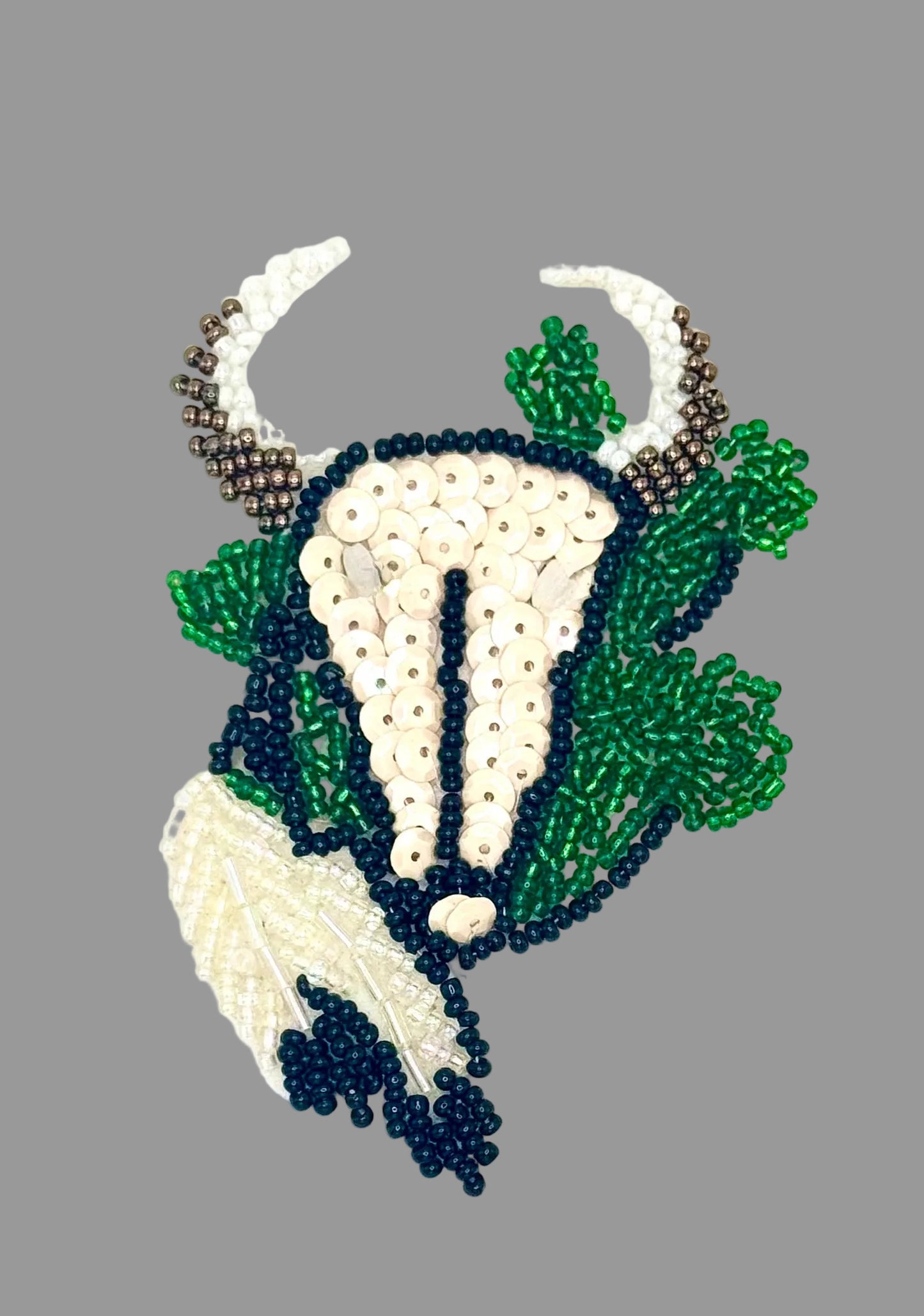 Steer skull with fatherland Cactus on a gray background