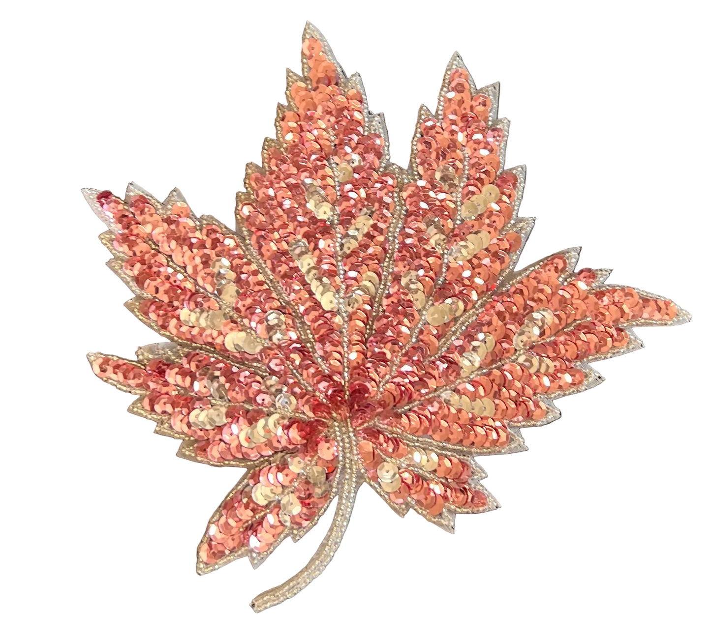 Leaf with Pink/Silver Sequins and Beads 8" X 7.5”