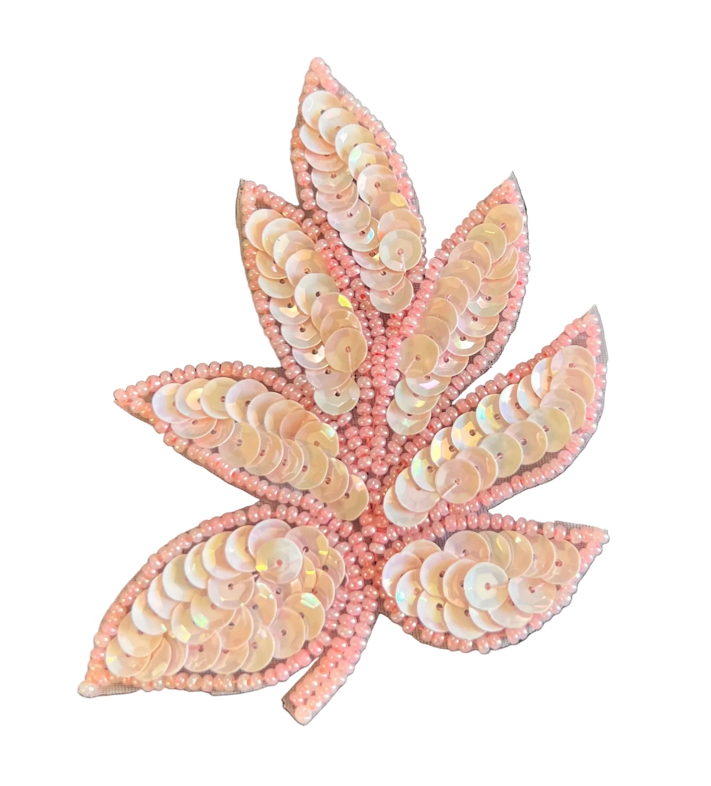 Hoja Lentejuelas y abalorios rosas 4" x 3"