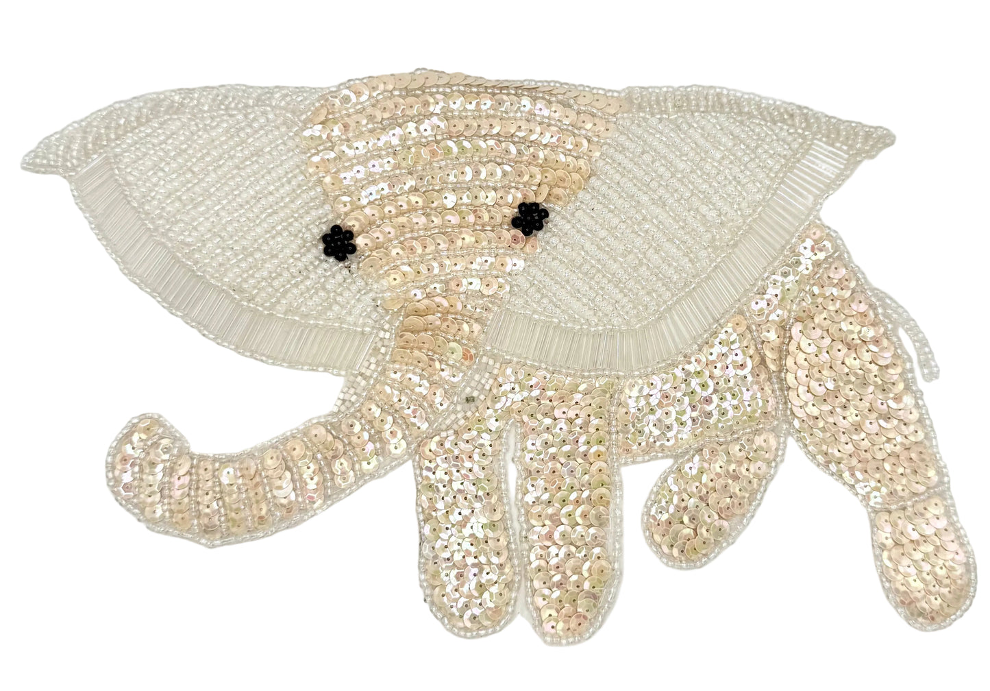 Sequined elephant patch on a white background