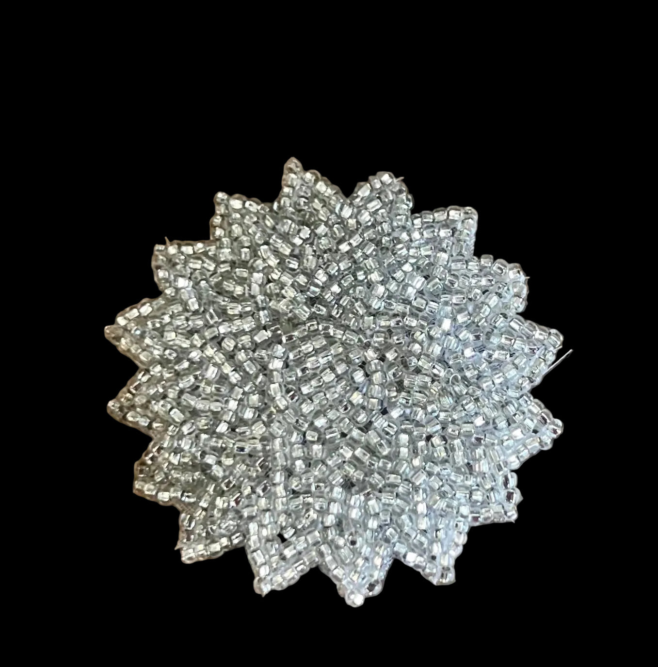 Round Flower Accent with Silver Beads Pointed Edges 2" x 2"