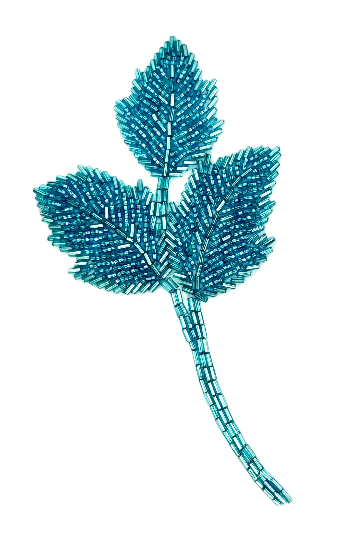Leaf Motif with Turquoise Glass Beads 6.5” x 3.5"