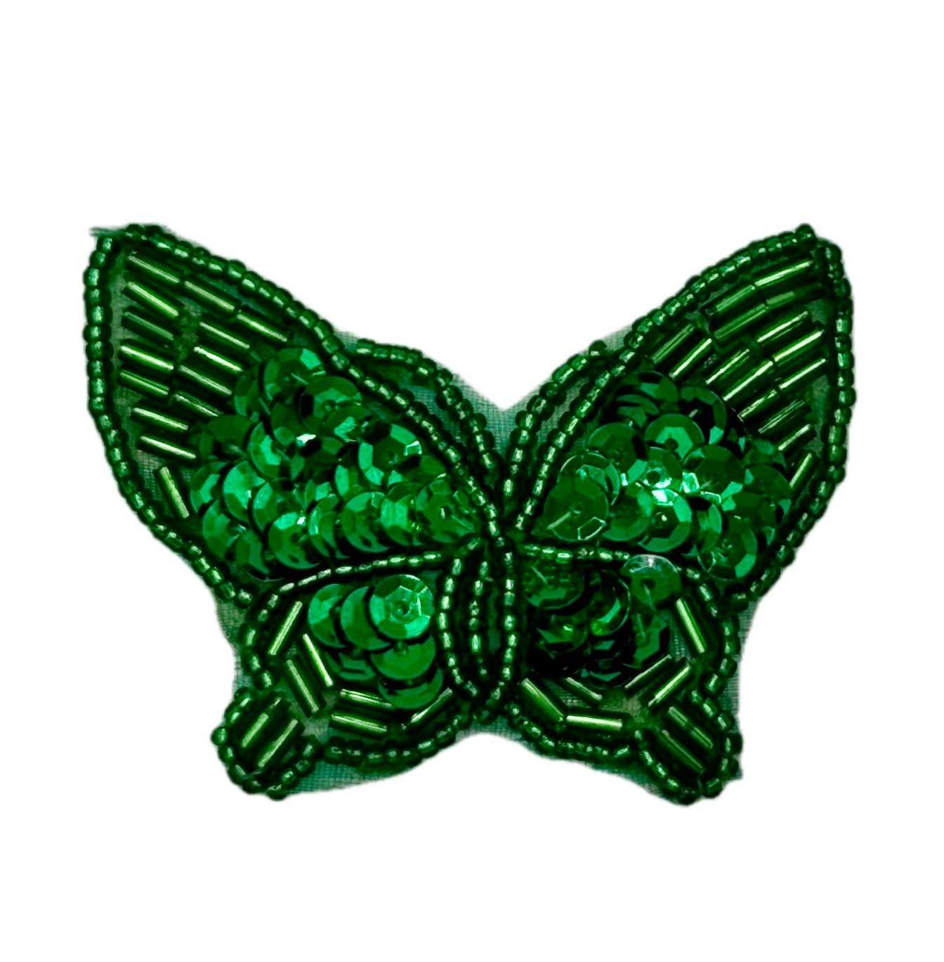 Butterfly with Emerald Green Sequins and Beads 2.5" x 2"