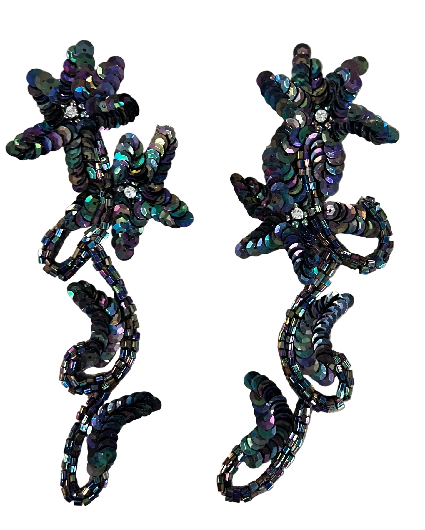 Flower Pair with Moonlite Sequins and Beads 6" x 2.5"