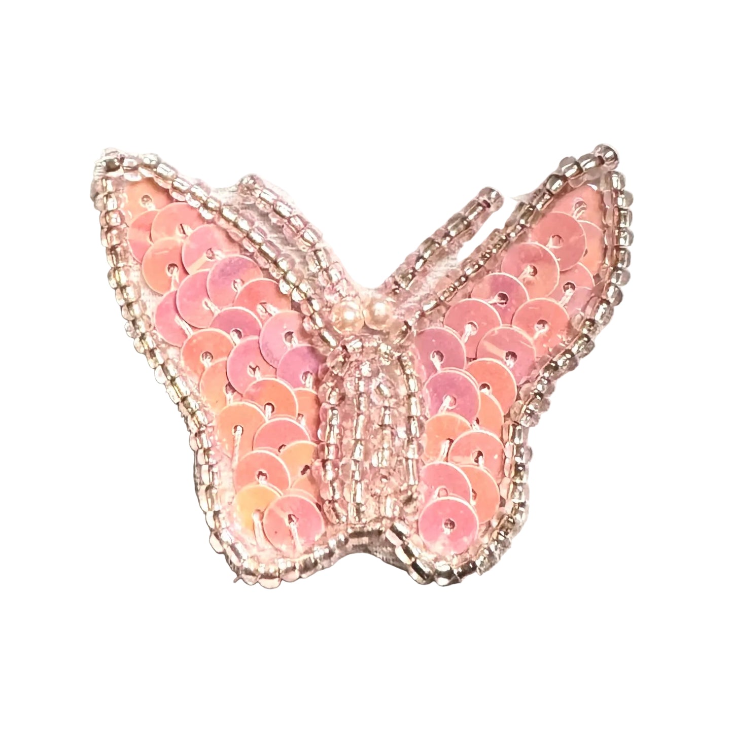 Sequined butterfly patch on a white background