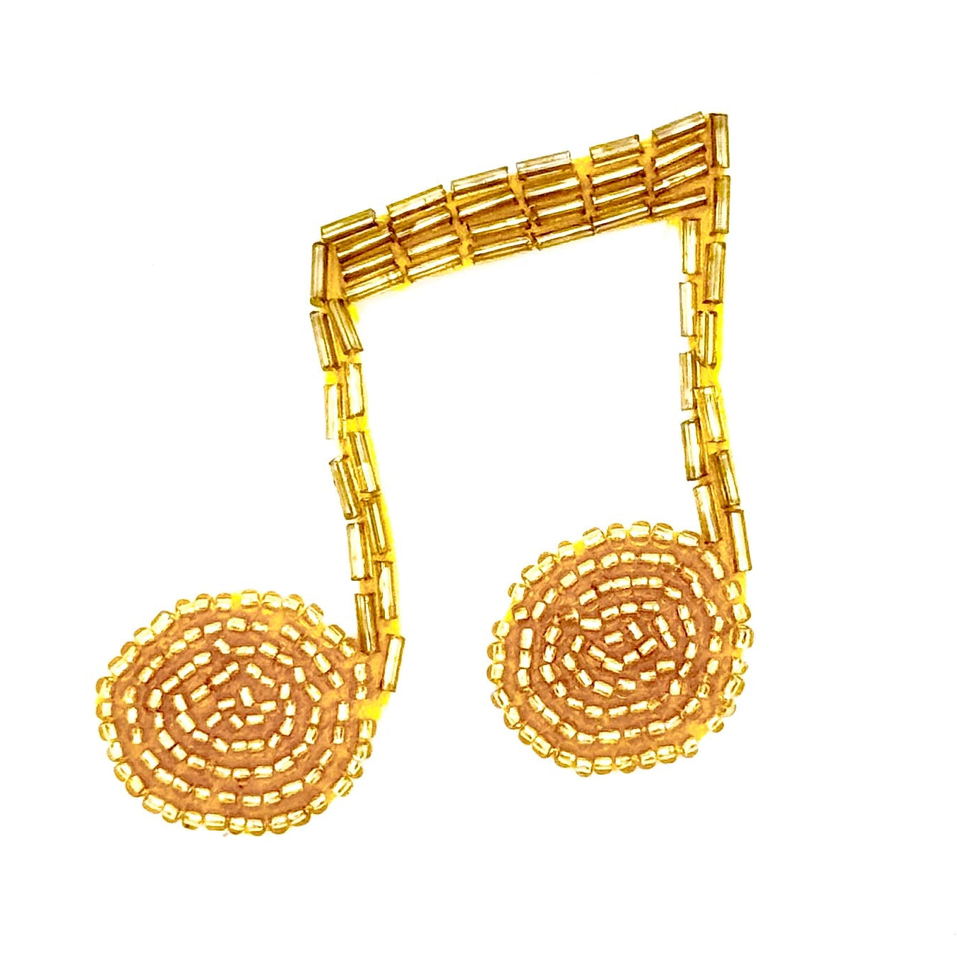 Doble nota musical - Cuentas de cristal doradas 6.35 cm x 5.08 cm