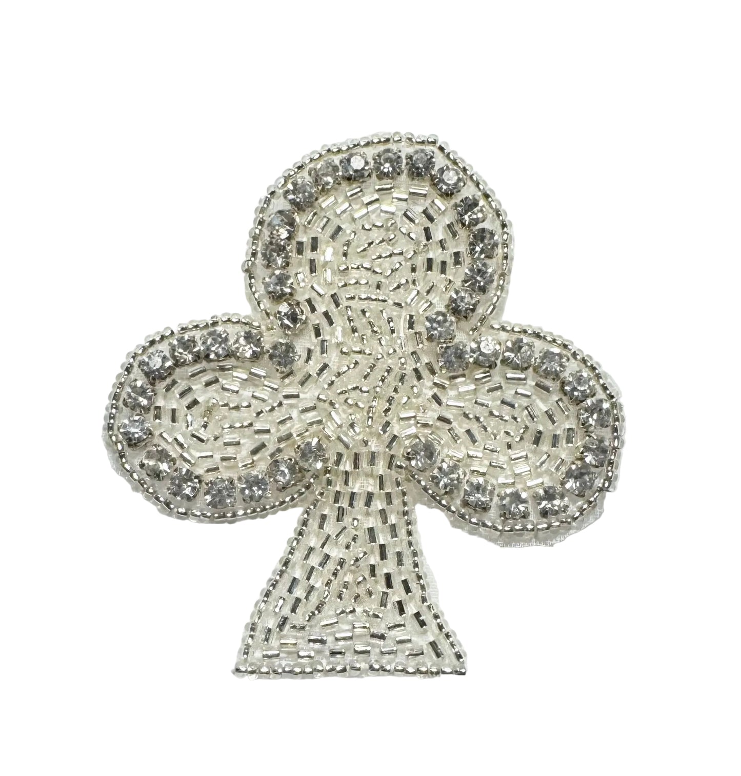 Rhinestone and bead club card suit symbol on a white background