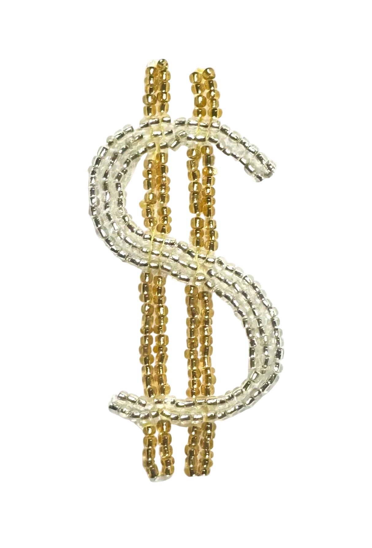 Beaded dollar sign on white background