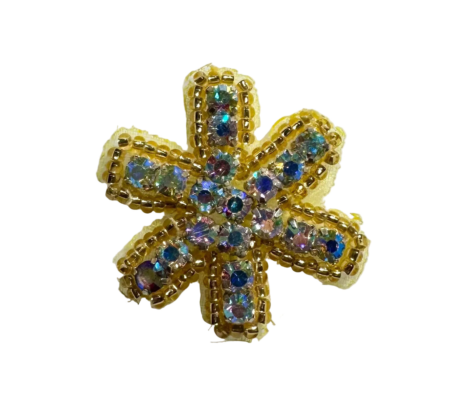 Flower - Gold Beads and AB Rhinestones - 1"